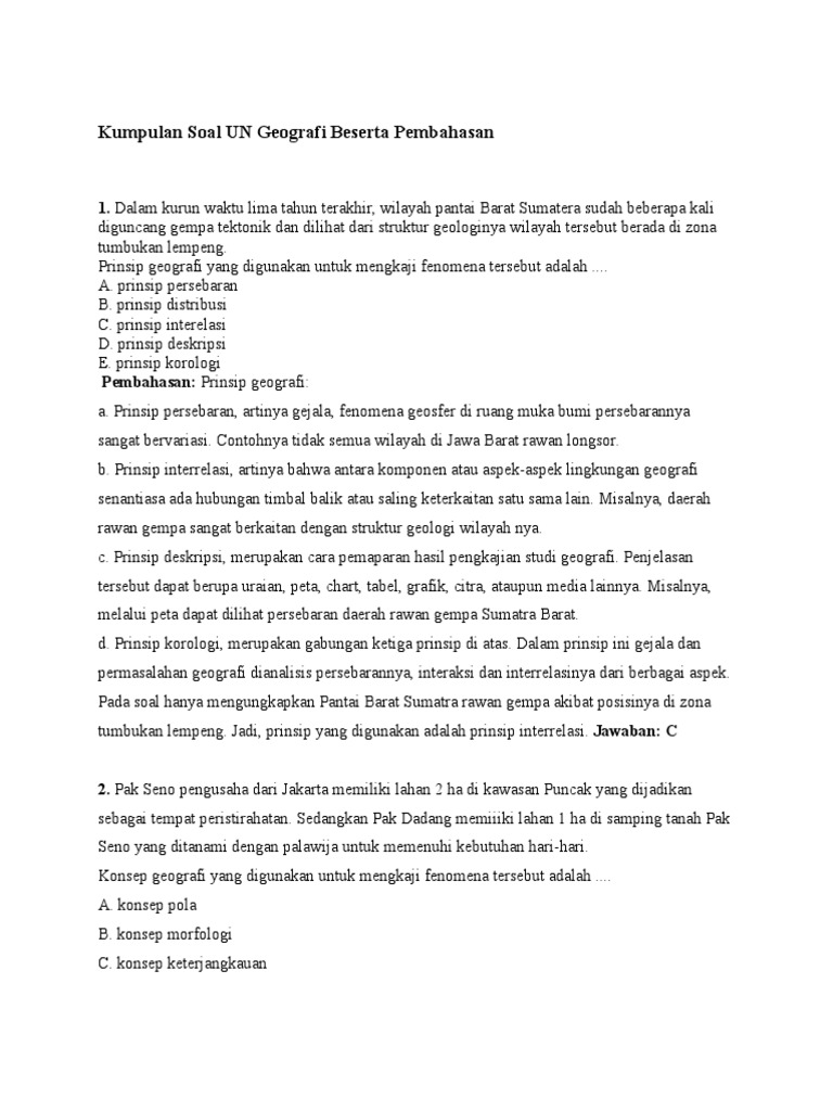 Contoh Soal Geografi Tentang Peta Dan Pembahasannya Guru Paud