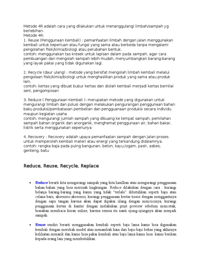 Penerapan Metode 4R untuk Lingkungan | PDF