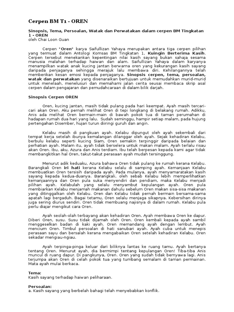 Cerpen BM T1 - Oren  PDF