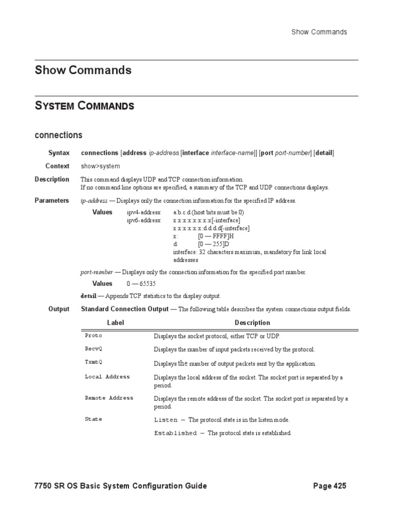 System CLI Show CLI PDF Network Socket Transmission Control Protocol