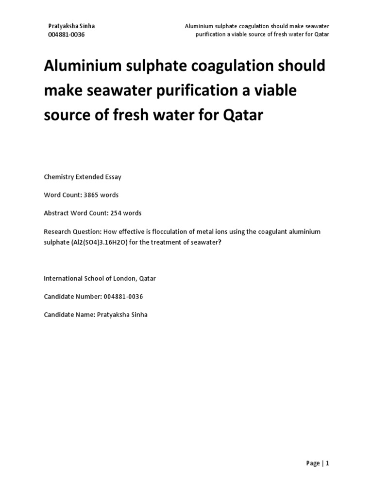 Chemistry extended essay a