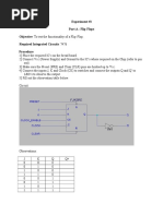 Experiment #3 Part A: Flip Flops Objective: To Test The Functionality of A Flip-Flop. Required Integrated Circuits: 7476 Procedure