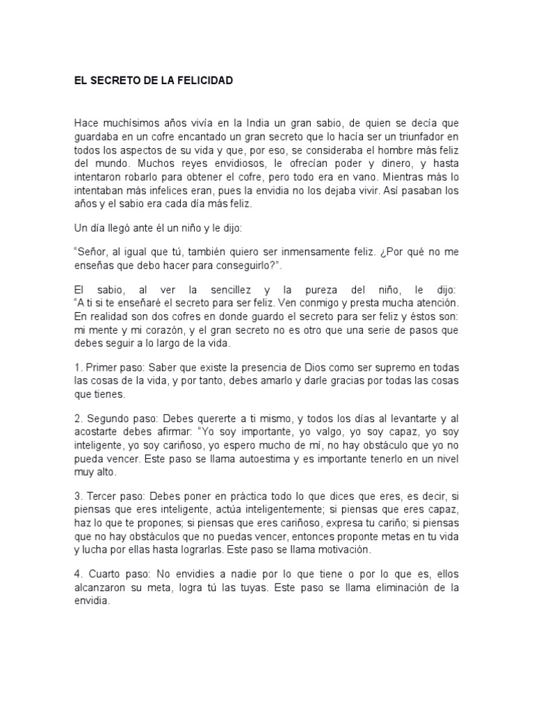 El Secreto de la Felicidad Personal | PDF | Felicidad