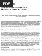 The Failure of Federal Job Training, Cato Policy Analysis