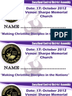 Date: 17: October 2012 Venue: Sharpe Memorial Church: Name ...........................