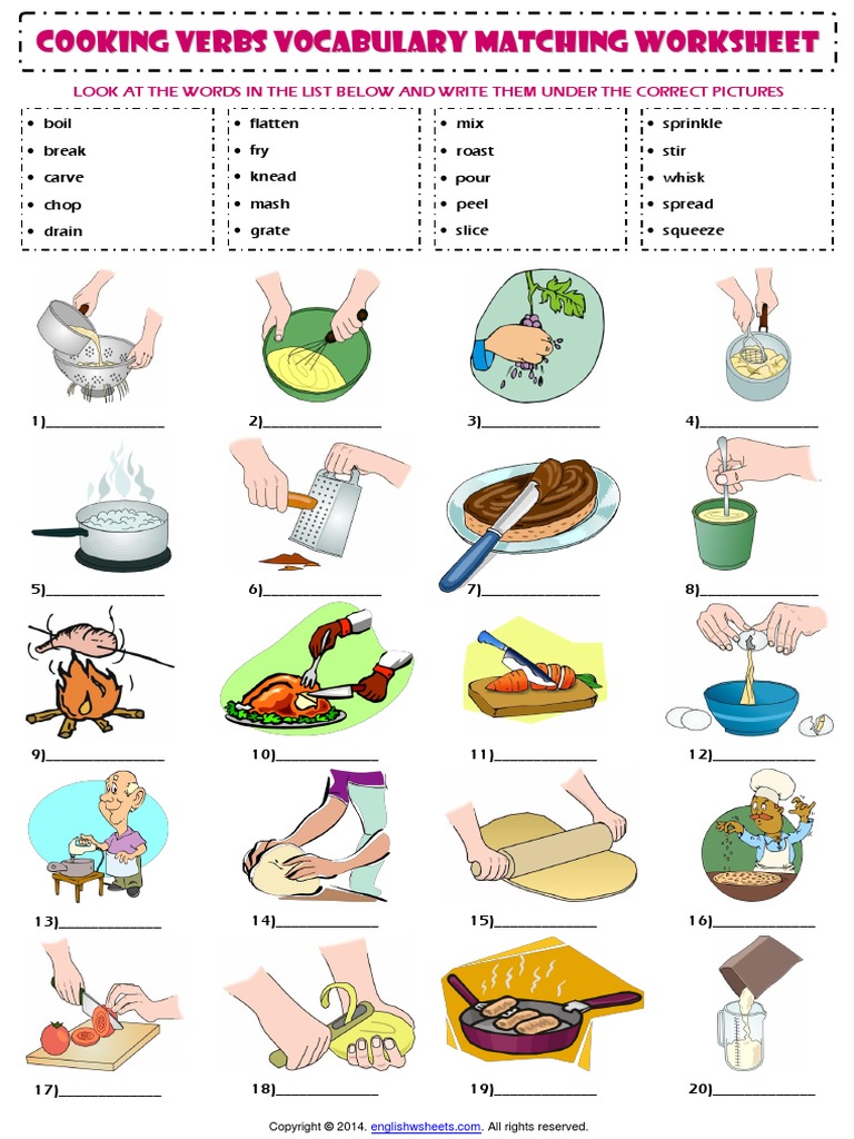 29-action-verbs-worksheet-reginalddiepenhorst-cooking-verbs-esl-vocabulary-matching-exercise
