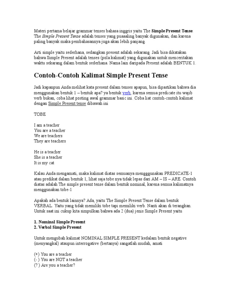 Contoh Soal Simple Present Tense