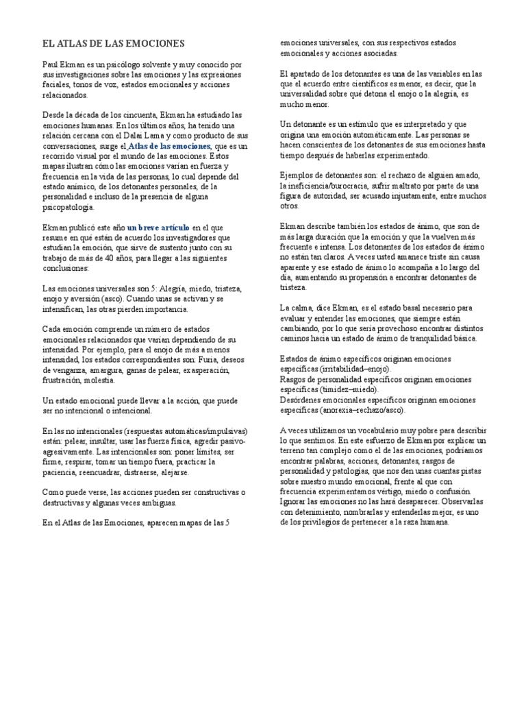 Atlas de las Emociones de Paul Ekman | PDF | Estado de ánimo ...