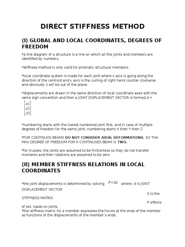 Direct Stiffness Method | PDF | Cartesian Coordinate System | Stiffness