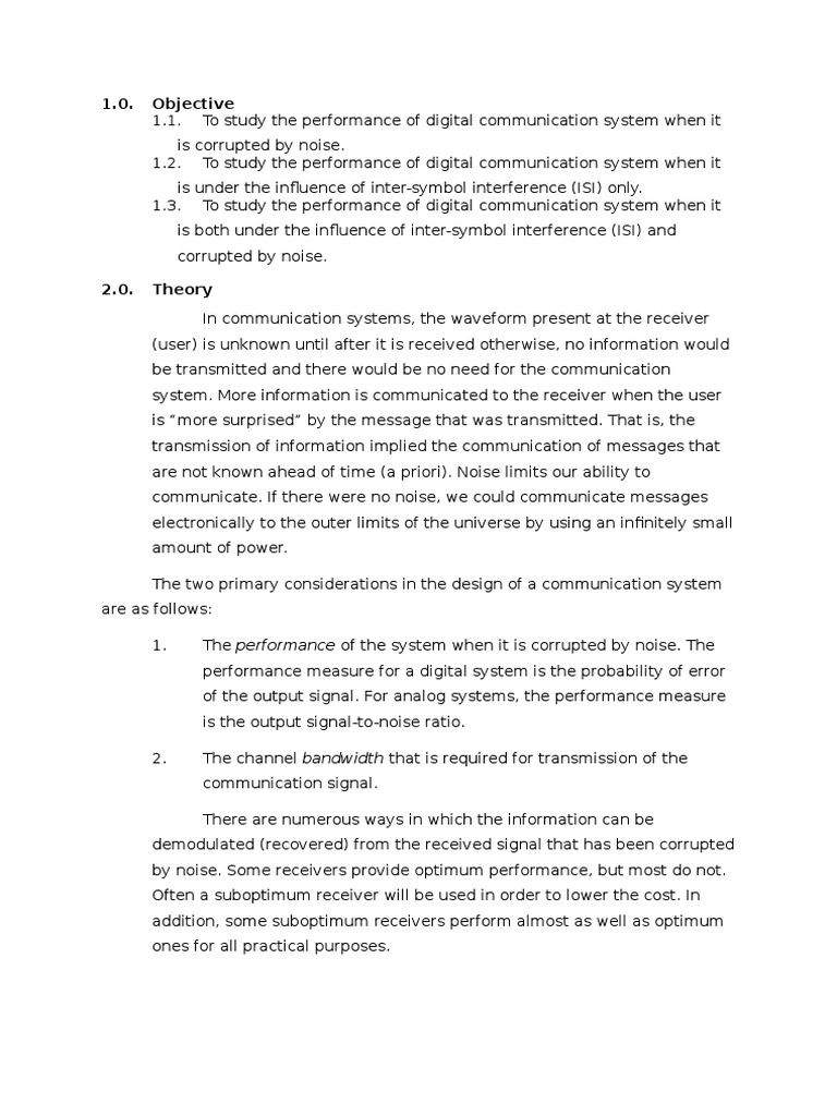Digital Communication System Analysis | PDF | Data Transmission ...