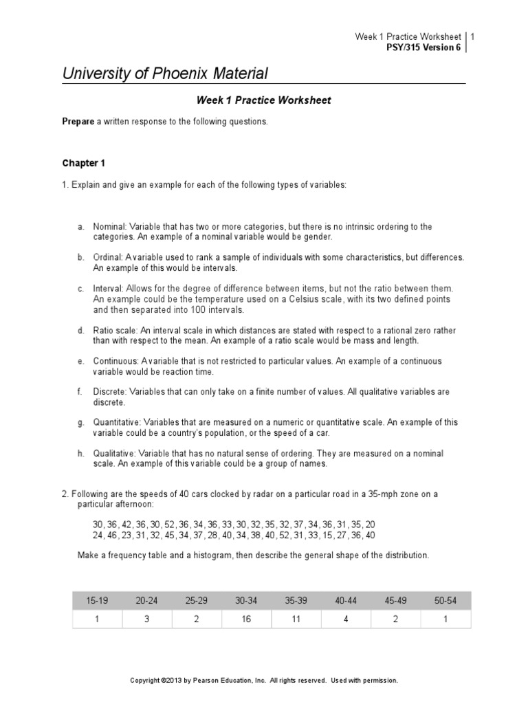 PSY315_Week1_Worksheet_1_1.doc | Level Of Measurement | Mathematics