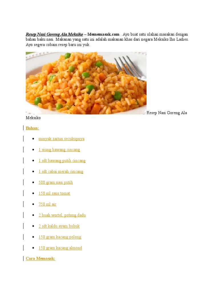  Resep  Nasi  Goreng  Ala Meksiko