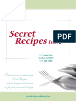 Menu for Secret Recipes Catering