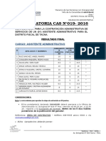 Convocatoria para asistente administrativo