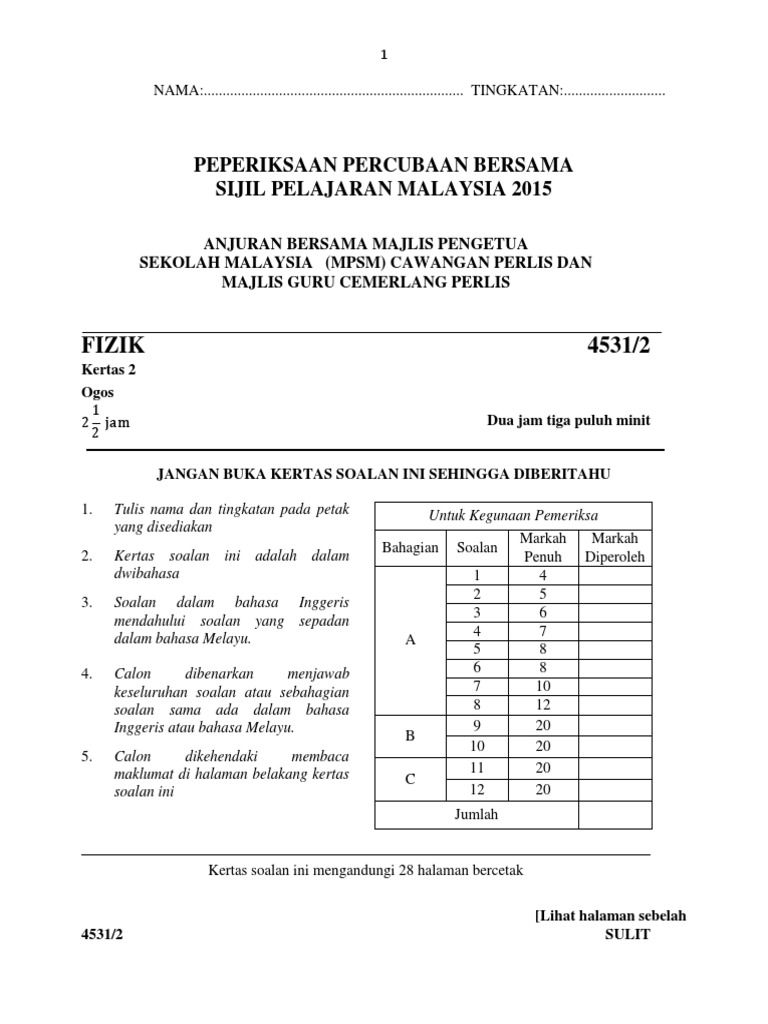 Jawapan Kertas 2 Fizik Spm 2018  Wowolupitud