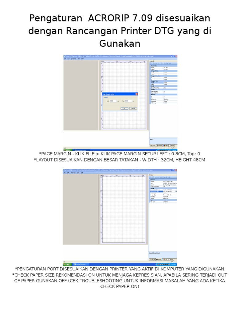 Pengaturan ACRORIP 7.09 untuk Printer DTG | PDF