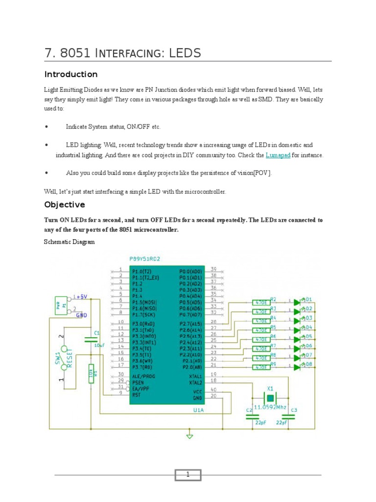 8051 Interfacing LEDs Light Emitting Diode C (Programming Language)