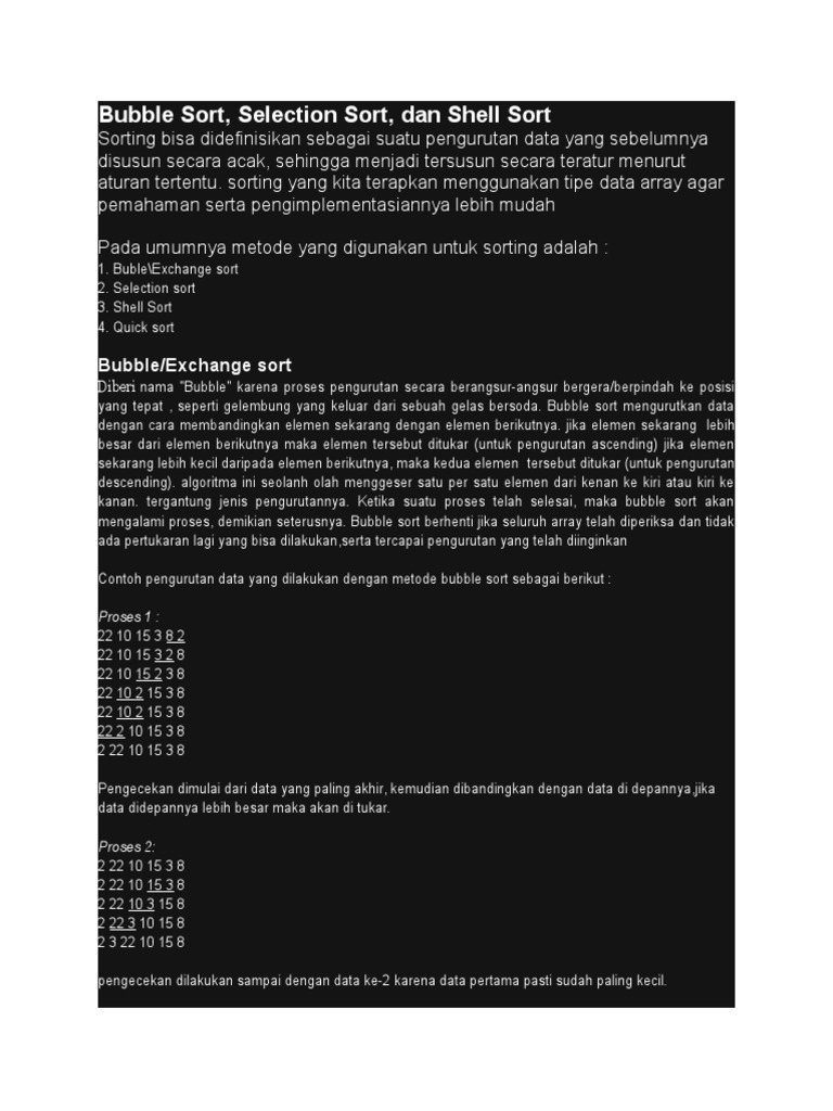 Algoritma Bubble Sort dan Contoh | PDF