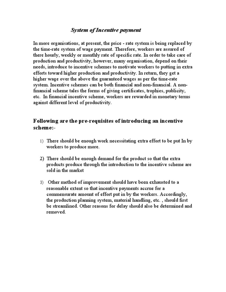 Incentive Payment Systems Explained | PDF