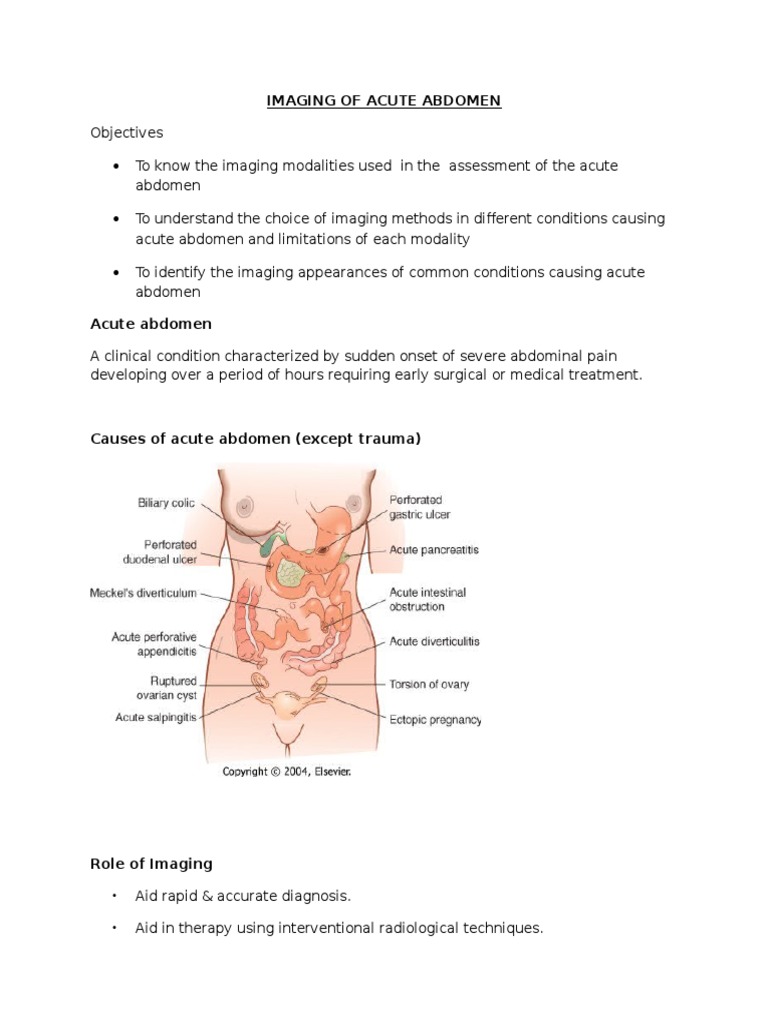 Imaging Techniques for Acute Abdomen | PDF | Medical Imaging | Radiology