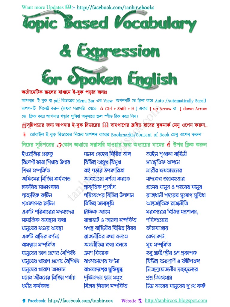 Topic Based Vocabulary & Expression For Spoken English. (Zahid) | PDF