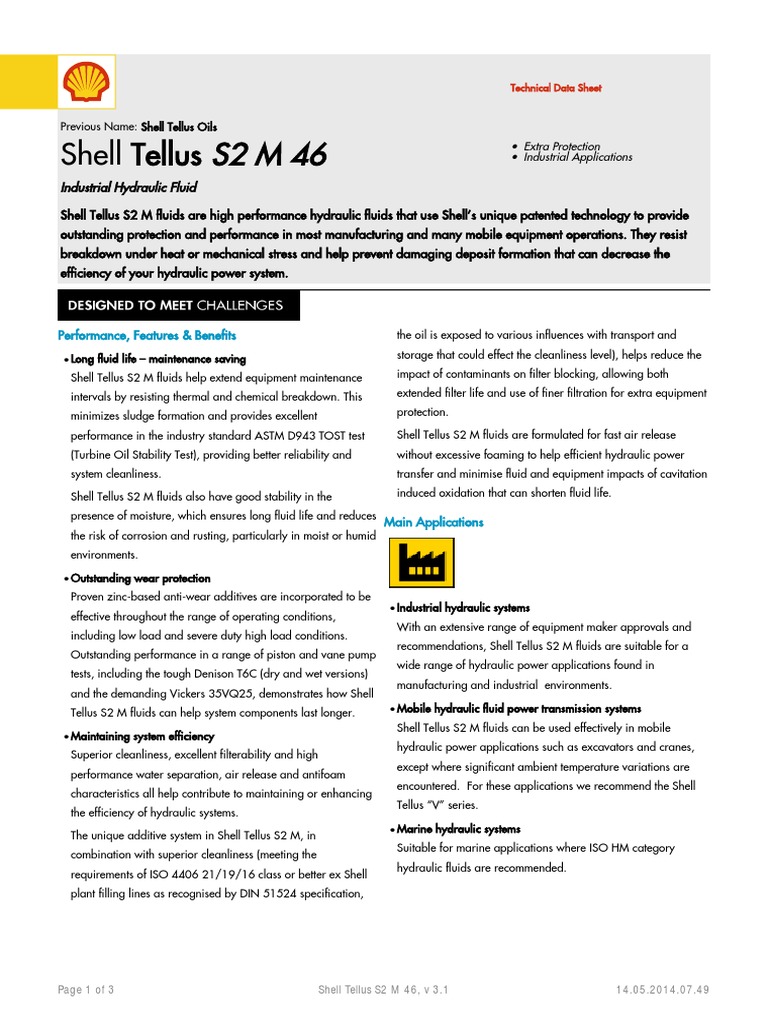 Shell Tellus S2 M 46 (en) TDS | Viscosity | Chemical Engineering