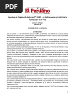 Reglamento de La Ley Nº 30287 - Ley de Prevención y Control de La Tuberculosis en El Perú