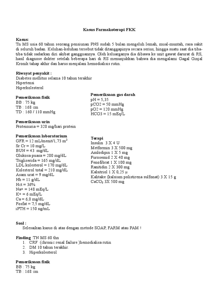 Soal Studi Kasus Farmasi Klinik