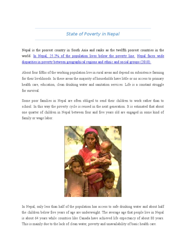State of Poverty in Nepal | PDF | Nepal | Poverty