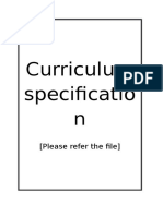 Curriculum Specification Overview