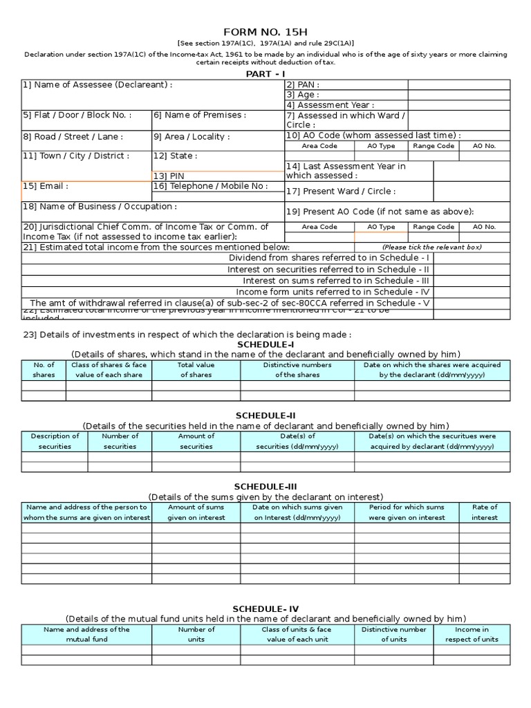 Form 15g New | PDF | Securities (Finance) | Dividend