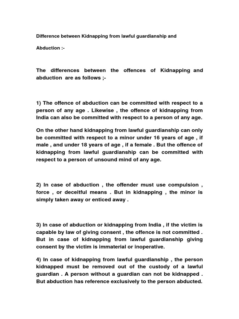 Distinctions Between Kidnapping and Abduction | PDF | Kidnapping ...