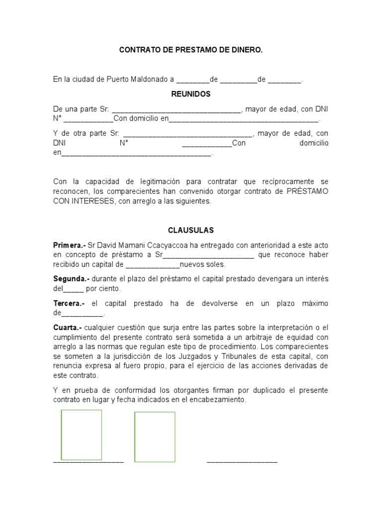 Contrato de Préstamo de Dinero Simple | PDF | Gobierno | Justicia