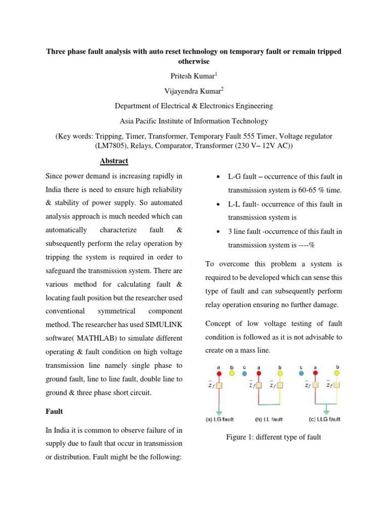 Three Phase Fault Analysis System | PDF | Operational Amplifier | Relay