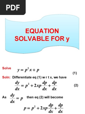 Eqs Solvable For Y