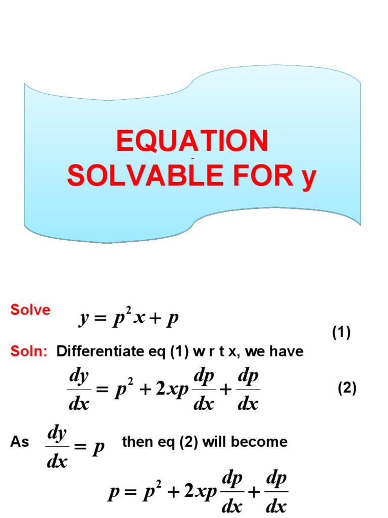 Eqs Solvable For Y Pdf