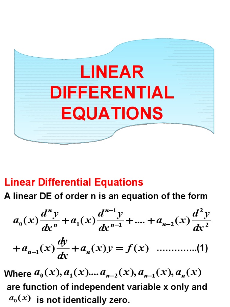 Linear Differential Equations | Ordinary Differential Equation | Equations