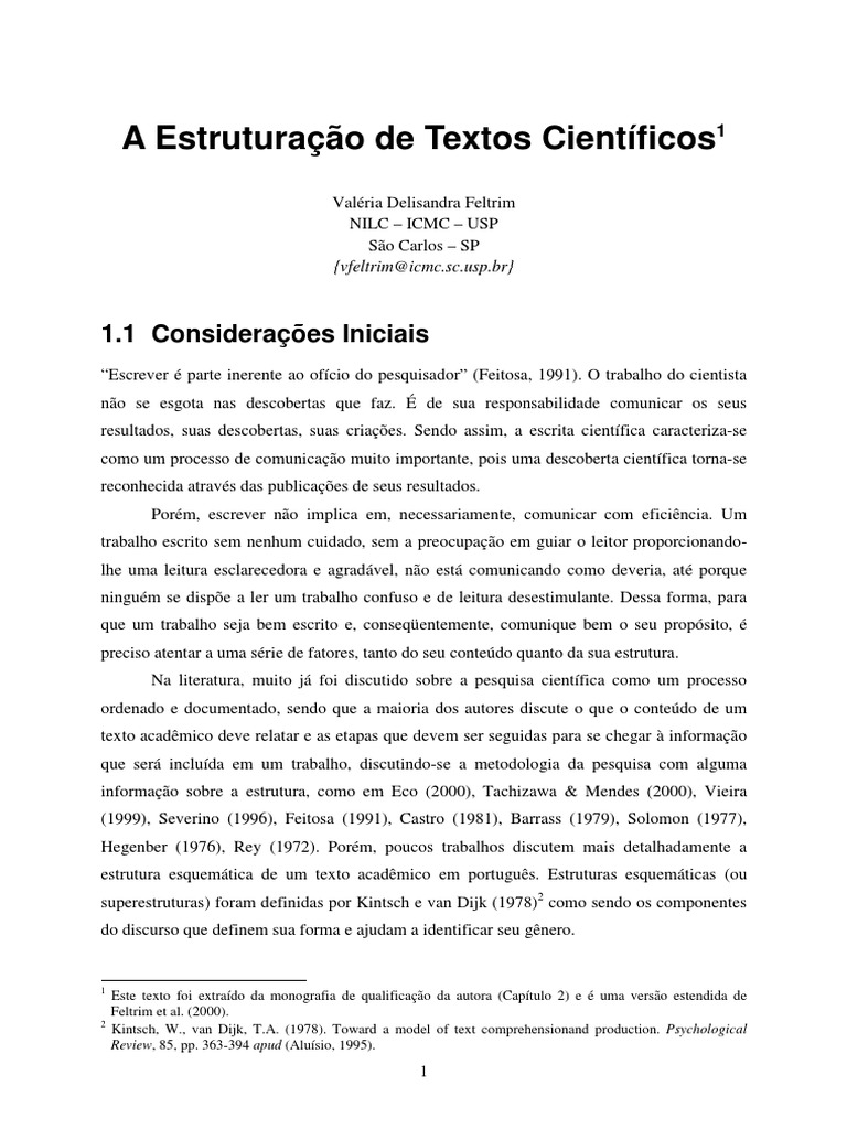 Artigo Estruturação de Textos Científicos | PDF | Citação | Science