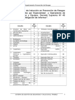 Cartilla Induccion DS 40. Por Especialidad