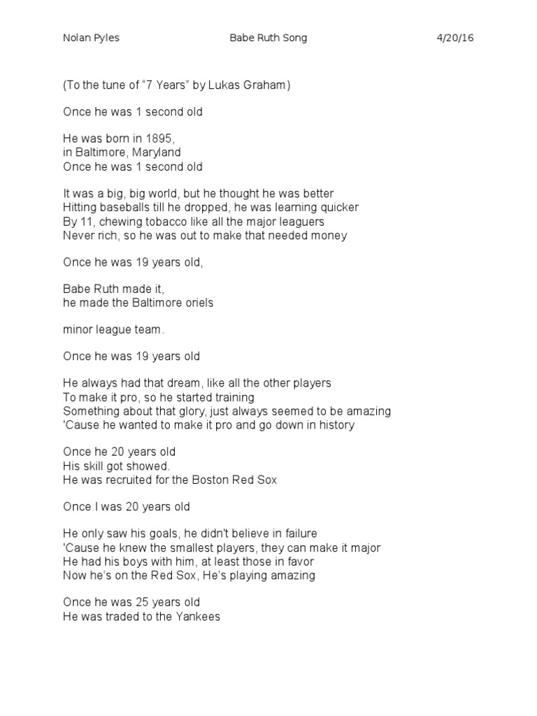 Babe Ruth's Journey in Song | PDF | Babe Ruth | Baltimore Orioles