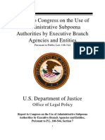 Report To Congress On The Use of Administrative Subpoena Authorities by Executive Branch Agencies and Entities - US Department of Justice