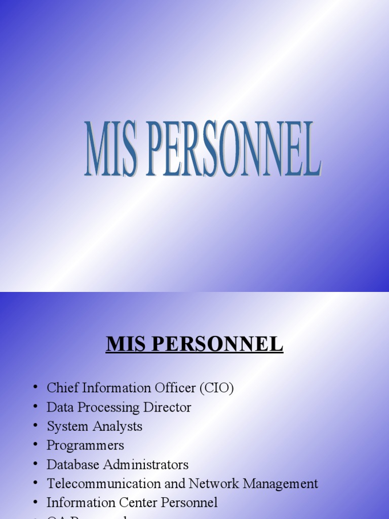 Chapter 8-Mis Personnel | PDF | Programmer | Management Information System