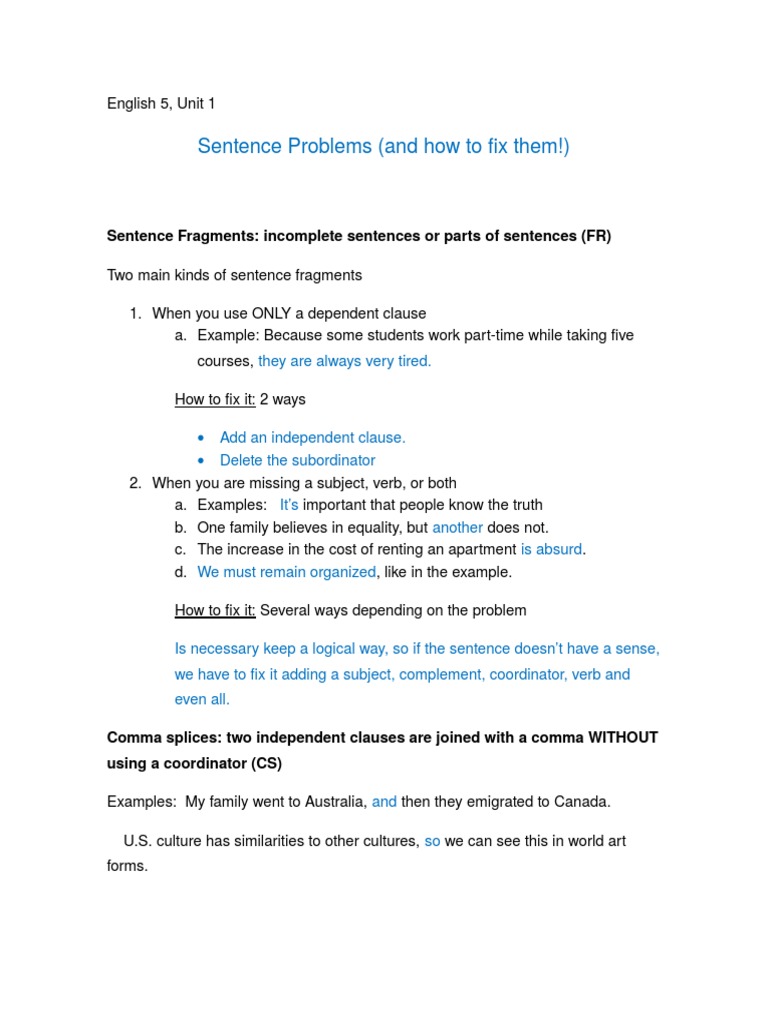 Sentence Problems | PDF | Linguistics | Syntax
