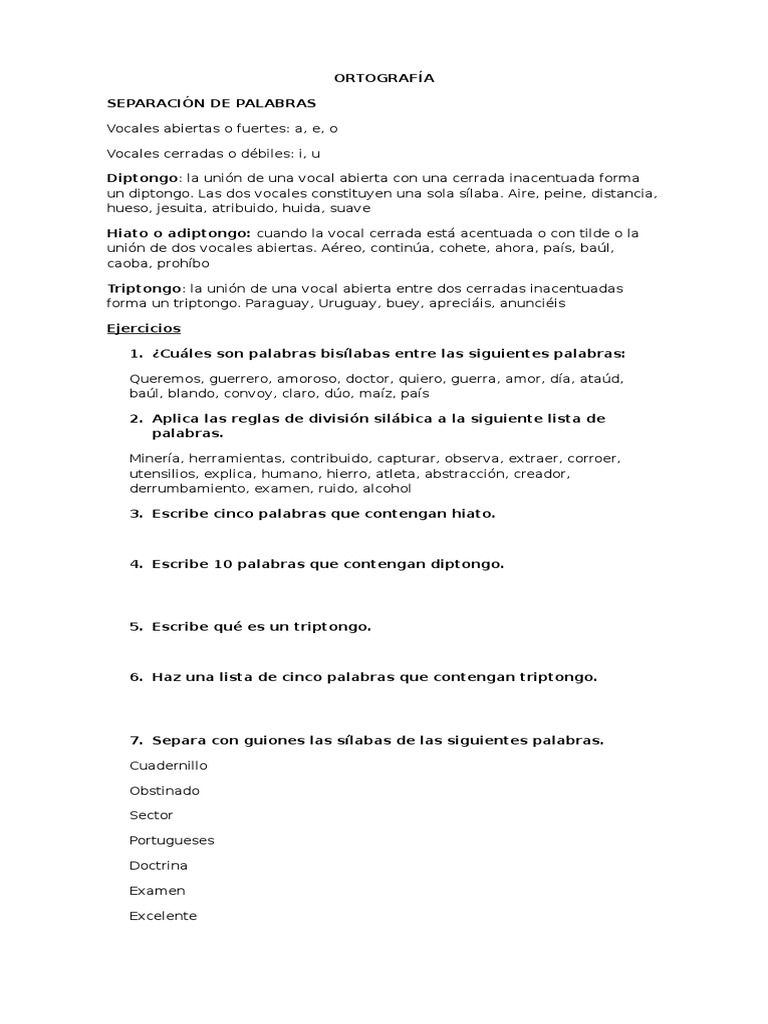 Separación de Sílabas | PDF | Vocal | Fonética
