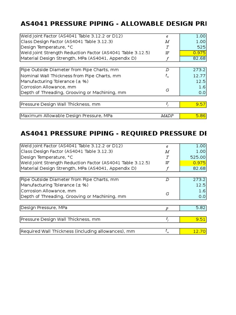 AS4041 & B31.3 Wall Thickness Guide | PDF | Technology & Engineering