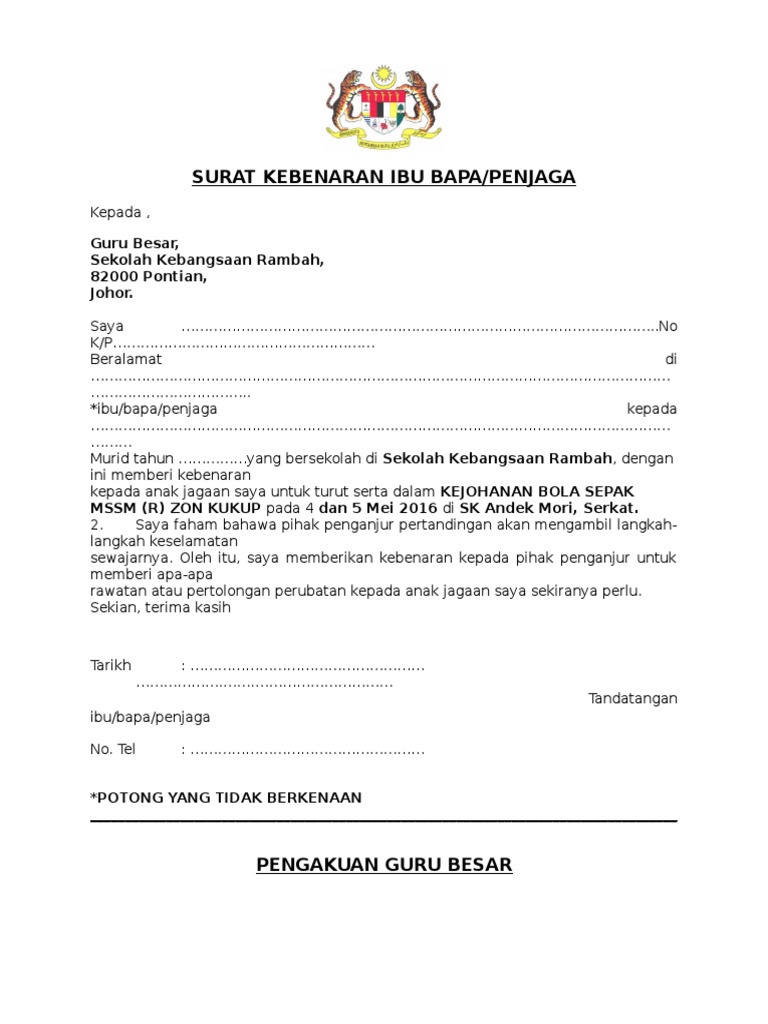 Surat Kebenaran Ibu Bapa Pdf