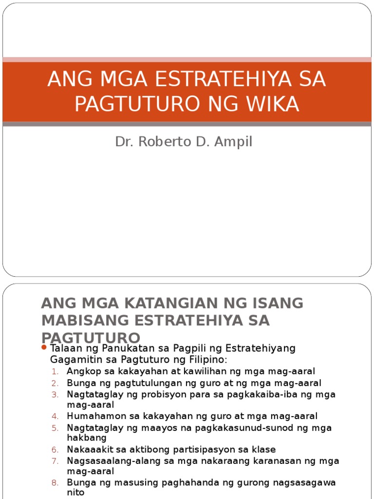 Iba'Tibang Teoray Sa Pagtuturo Ng Wika