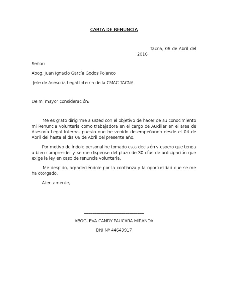 Carta de Renuncia  PDF