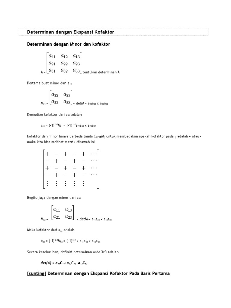 Determinan Dengan Ekspansi Kofaktor | PDF
