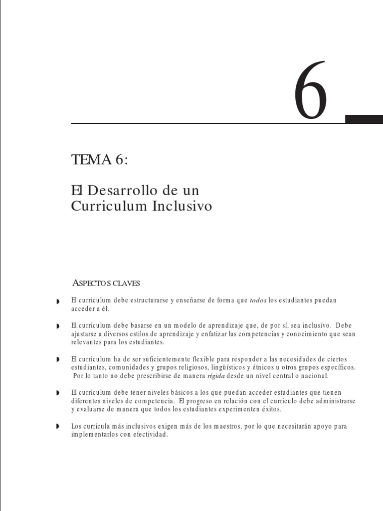 Desarrollo de un Currículum Inclusivo | PDF | Plan de estudios | Maestros